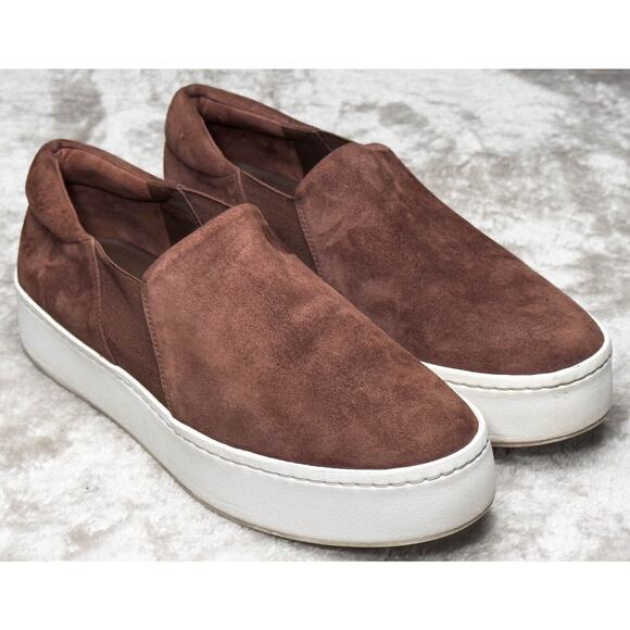 Vince Warren Brown Suede Slip On Platform Sneakers Womens Size 8.5 - Picture 1 of 15